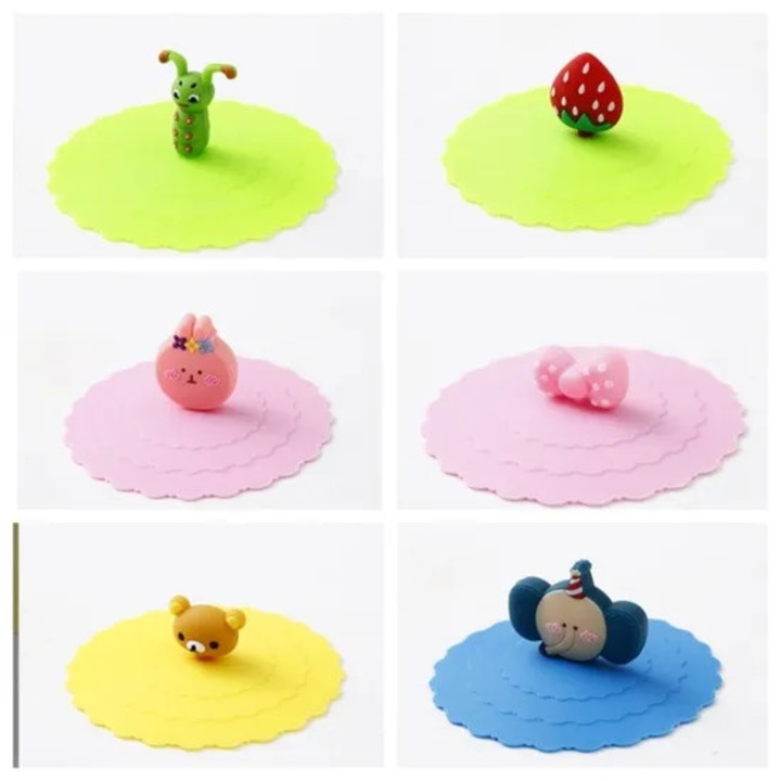 Set de 6 capace din silicon pentru cani, reutilizabile, rezistente la praf, multicolor