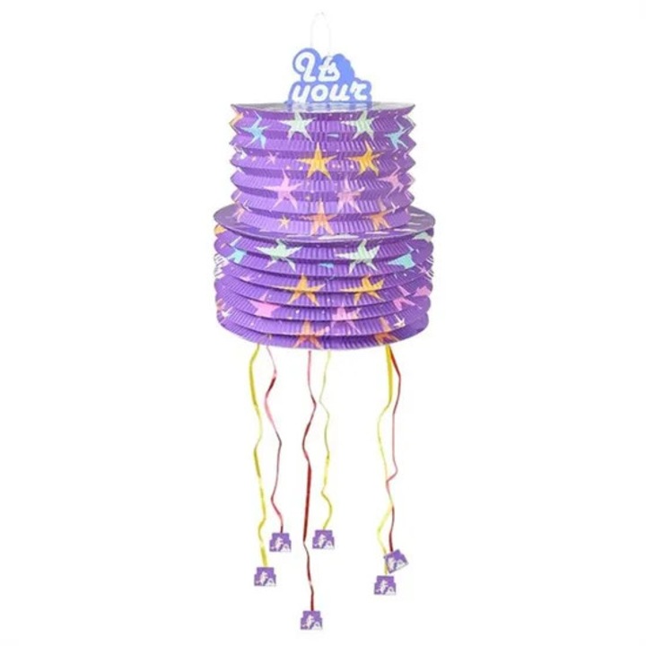Pinata pentru petrecere copii, decoratiuni aniversare, umpluta cu confetti, multicolor
