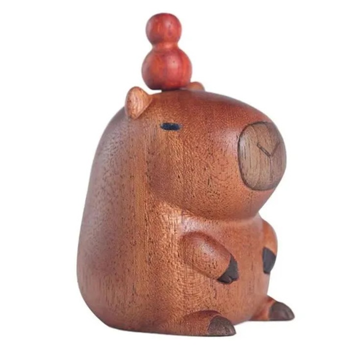 Figurina din lemn capybara, sculptata manual, ornament decorativ pentru masa, set de statui miniaturale