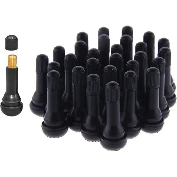 Set 40 capace valve tubeless pentru anvelope auto, TR414, negru