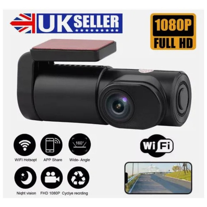 Camera auto DVR Mini, 1080P, WIFI, senzor G, viziune nocturna