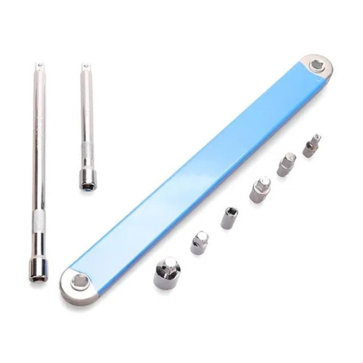 Cheie cu extensie offset, 1/2", 3/8", 1/4", set adaptor, 1/4" socket