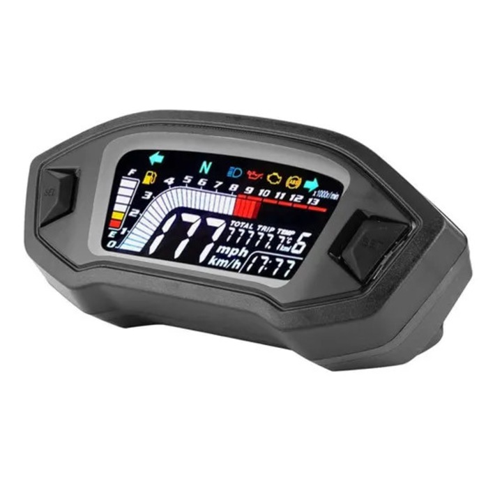 Univerzális digitális motorkerékpár sebességmérő, LCD, vízálló