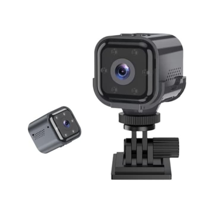 Camera de supraveghere mini Wifi, detectie miscare, viziune nocturna, Negru