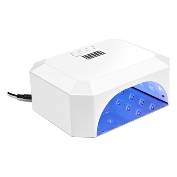 36W-os LED lámpa körmökhöz, automata érzékelő, 4 időzítő beállítás, fehér
