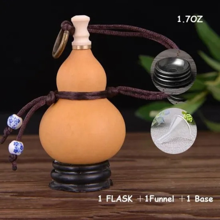 Sticla portabila mini naturala 25ML, forma de dovleac, pentru bauturi alcoolice