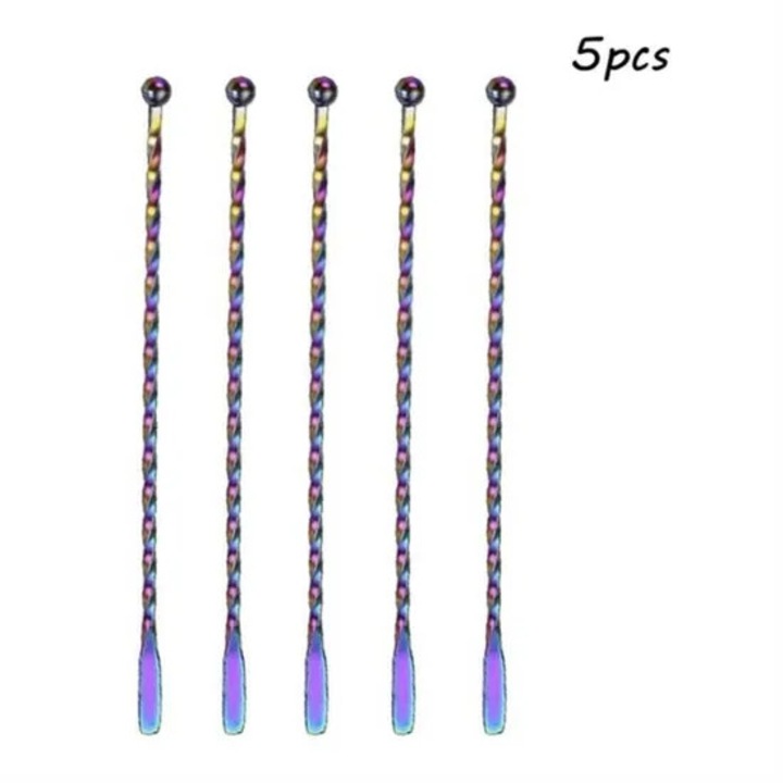 Paie cocktail din otel inoxidabil, set accesorii bar, 5 buc