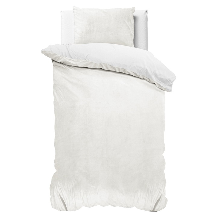 Ágynemű, Sleeptime, 1 személyes, Uni Bársony, Fehér, 140x220 cm