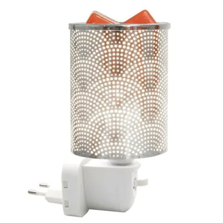 Dispozitiv aromaterapie electric, difuzor ulei esential metalic, argintiu