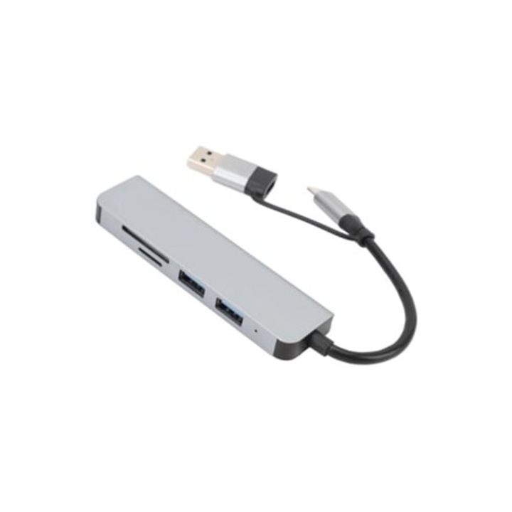 USB-C hub 5 az 1-ben, 3 USB 3.0 port, SD TF kártyaolvasó