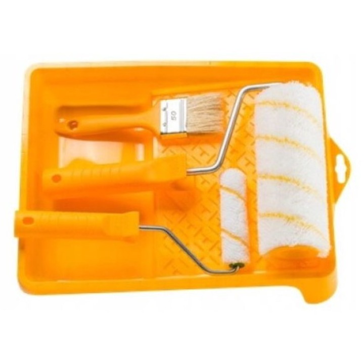 Set de vopsit, Hardy, Plastic, Tava 24 x 32 cm, Rola 18 cm, Perie 50 mm, Portocaliu