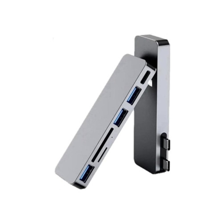 Хъб USB-C 7 в 2, HDMI, 100W, 4K, сив