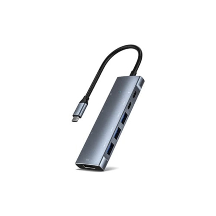 USB-C Hub 9-az-1-ben, 4K 30Hz, 100W, SD/TF kártyahelyek