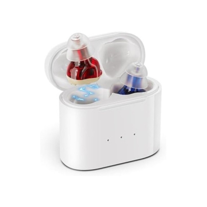 Aparat auditiv digital reincarcabil, reducere a zgomotului, tehnologie complet digitala, carcasa de incarcare portabila