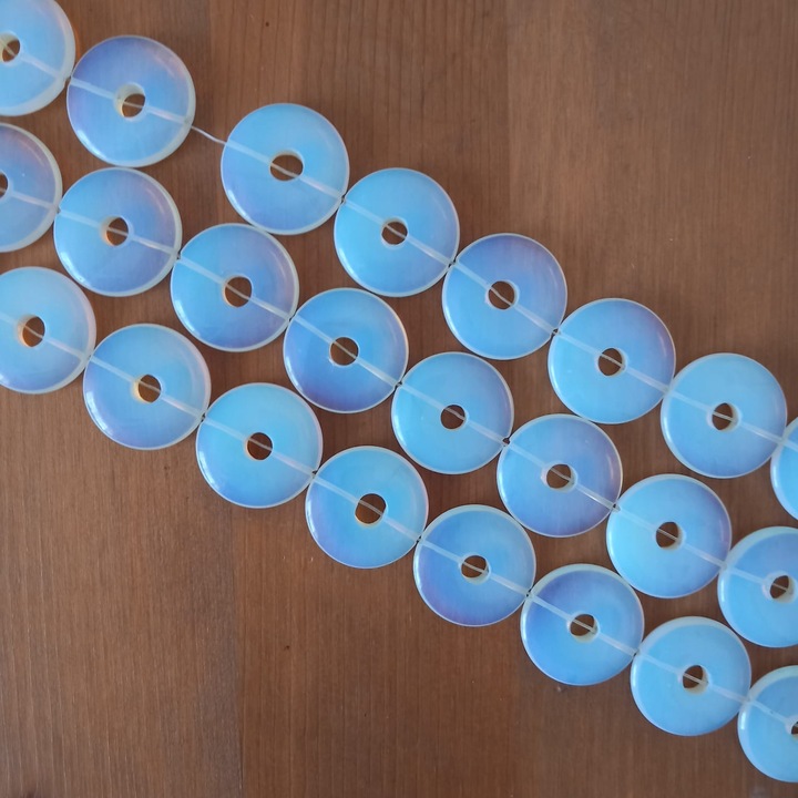 Sirag 11 darab kerek opál kő medál 30mm, fehér-kék, táska kiegészítők