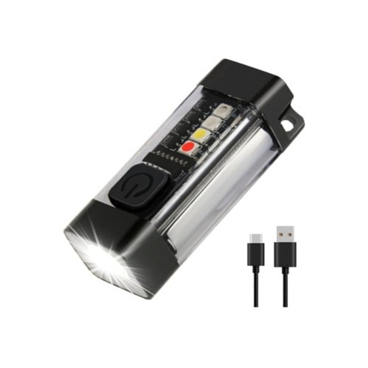 Lanterna cu LED, flashlight cu ultraviolete, magnet, impermeabil, negru