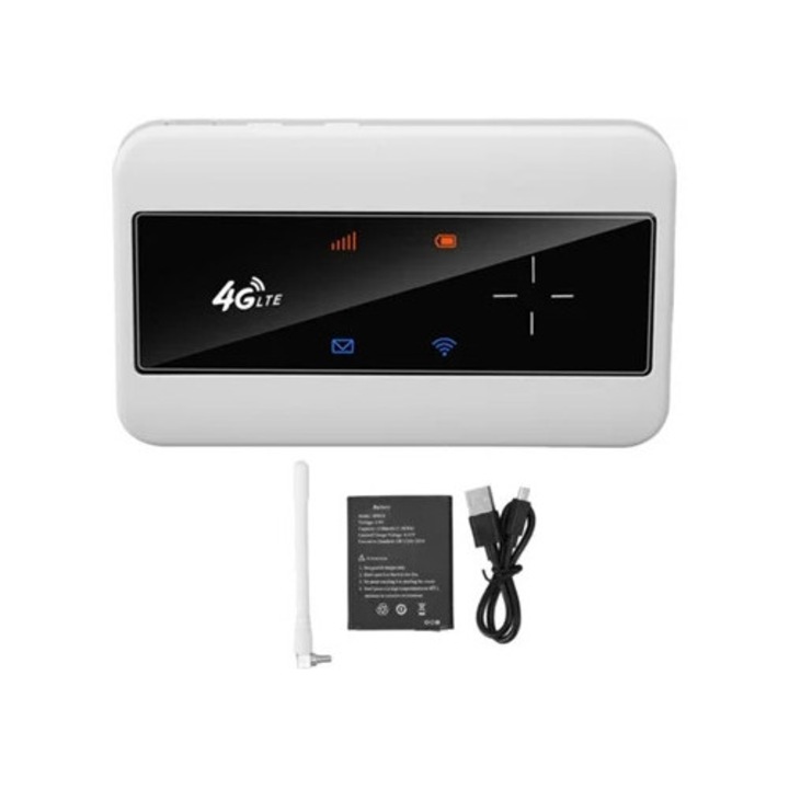 Vezeték nélküli 4G LTE router, 10 megosztott felhasználó, 150 Mbps, fehér