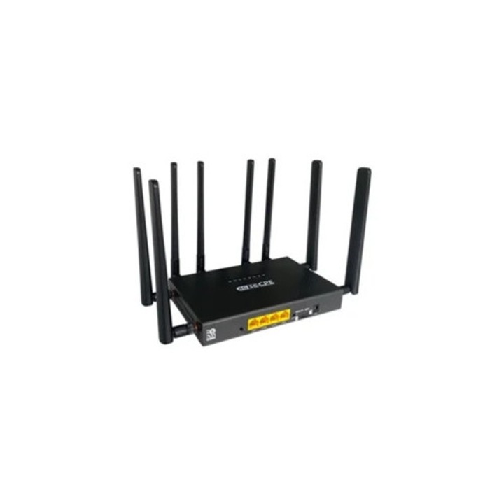 Vezeték Nélküli Kétsávos Router, 2 SIM Foglalattal, 4 Gigabit Porttal, Fém Ház, Fekete