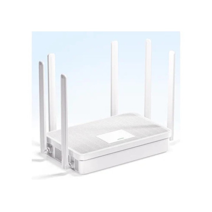 Router WiFi 6, Kétsávos, 6 nagy nyereségű antenna, fehér