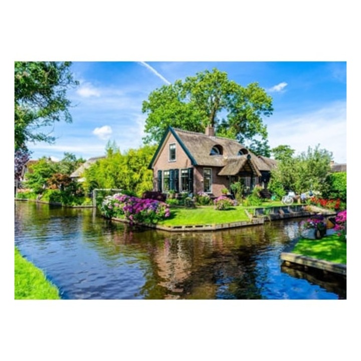 Пъзел за възрастни, 1000 части, Giethoorn Village Interlock, син
