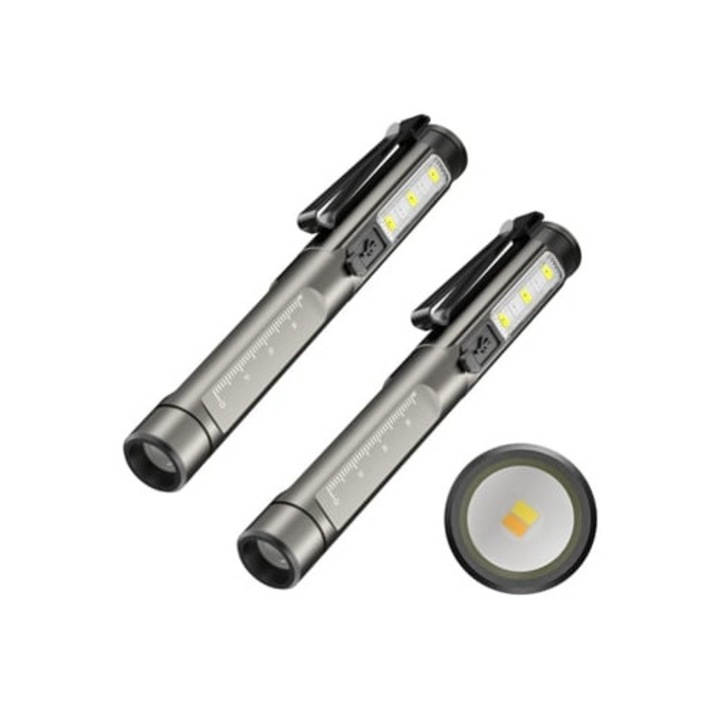 Lanterna medicala reincarcabila pentru asistenti, clip, neagra