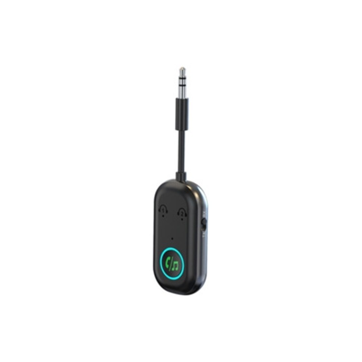 Transmitator si receptor Bluetooth 5.3, adaptor wireless Aux cu pereche duala, negru