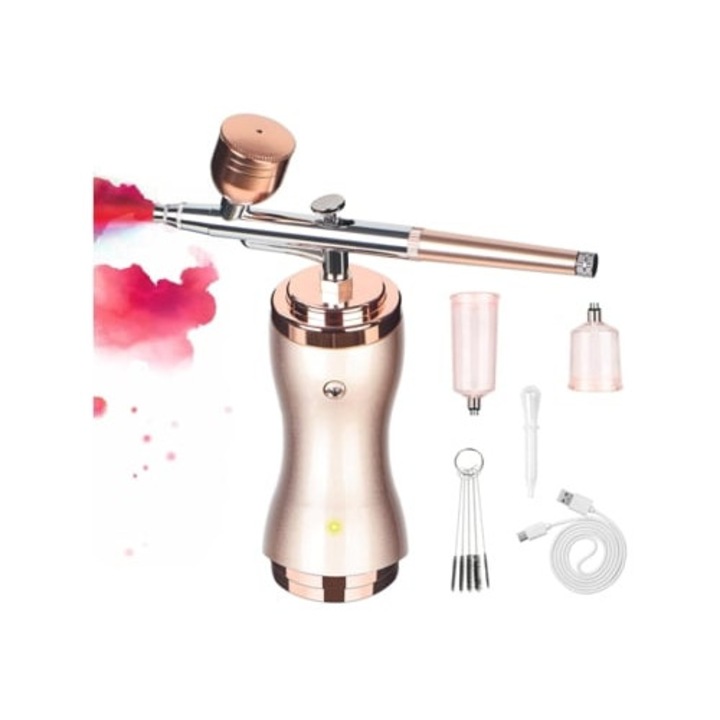 Kit aerografic cordless JZ04 36 PSI, 0.3 mm, auriu