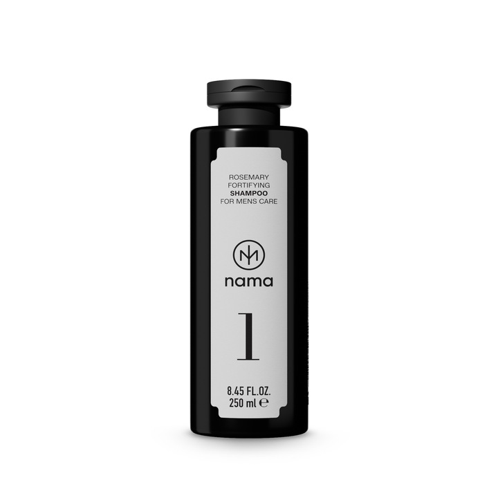 Sampon fortifiant NAMA, pentru barbati, cu rozmarin, pentru par subtire, par mai puternic si mai dens, 250 ml