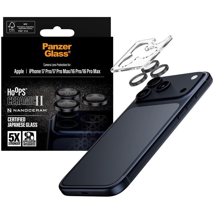 Folie Sticla Camera PanzerGlass Hoops Ceramic pentru iPhone 17 Pro/Pro Max PG63347