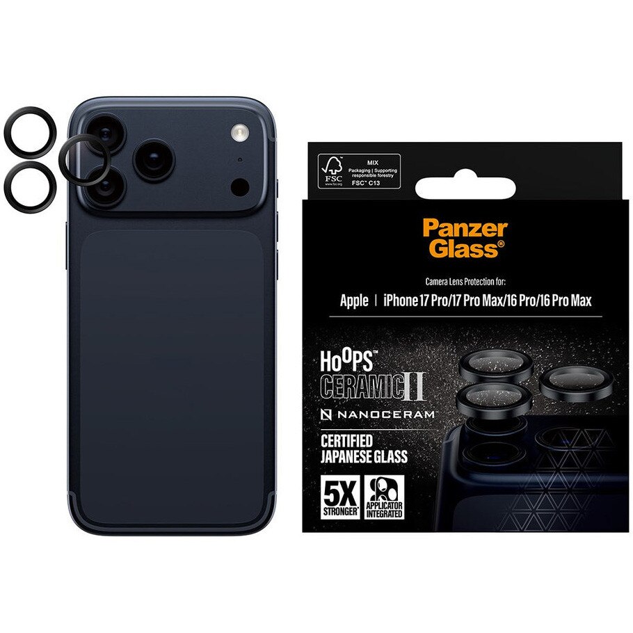 Folie Sticla Camera PanzerGlass Hoops Ceramic pentru iPhone 17 Pro/Pro Max PG63347