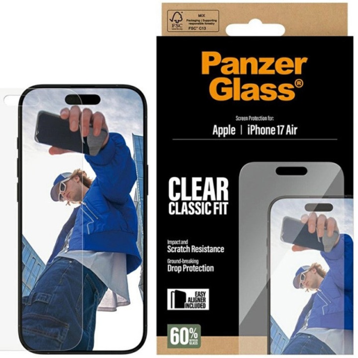 Folie Sticla PanzerGlass pentru iPhone 17 Air PG48789 Transparent