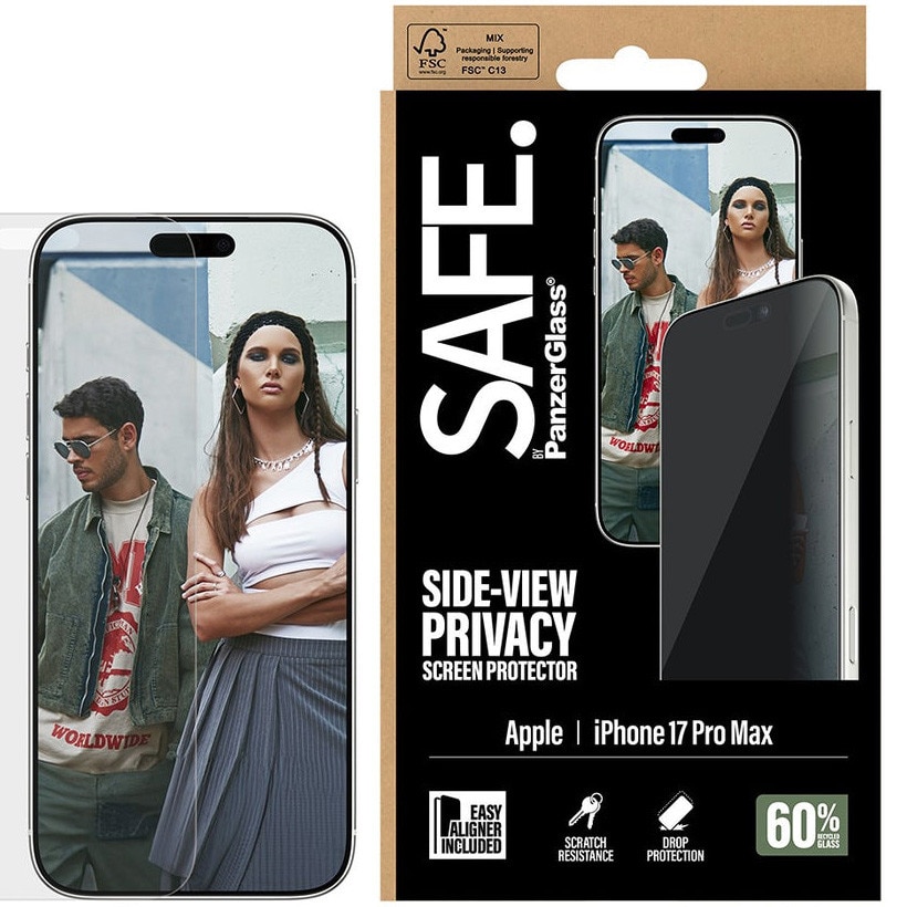 Folie Sticla Privacy PanzerGlass Safe pentru iPhone 17 Pro Max SA90275 Negru