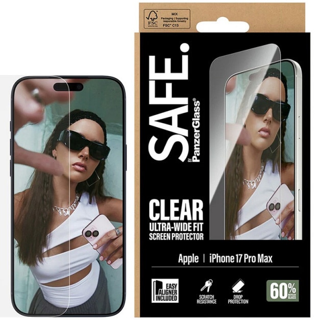 Folie Sticla PanzerGlass Safe pentru iPhone 17 Pro Max SA25701 Transparent