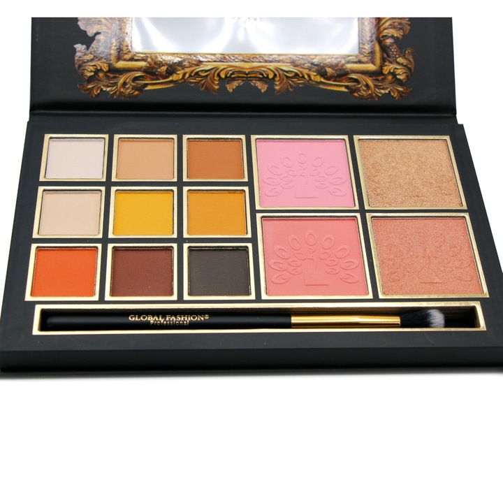 Сенки за очи Global Fashion, комплект 13 цвята, компактна пудра, матови, многоцветни
