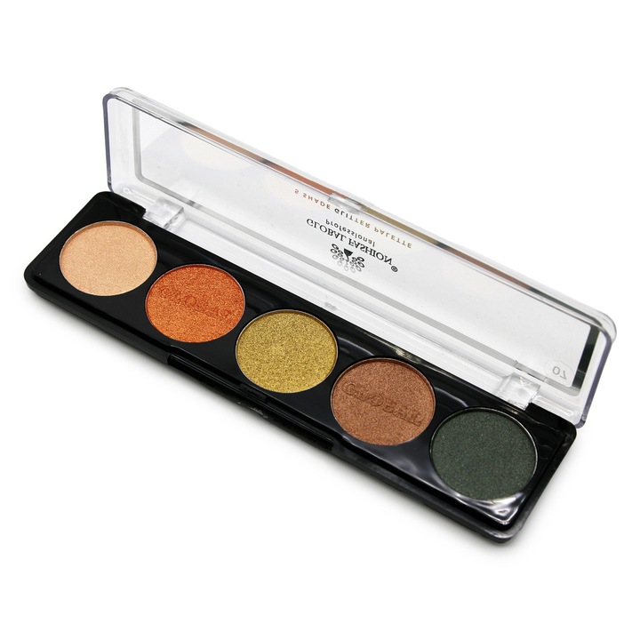 Сенки за очи Global Fashion, комплект 5 цвята #07, компактна пудра, матов вид, многоцветни