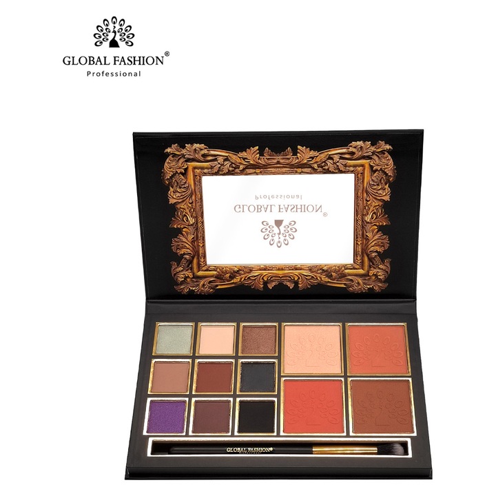 Global Fashion szemhéjfesték, 13 árnyalatú paletta, matt, többszínű, 23,1g