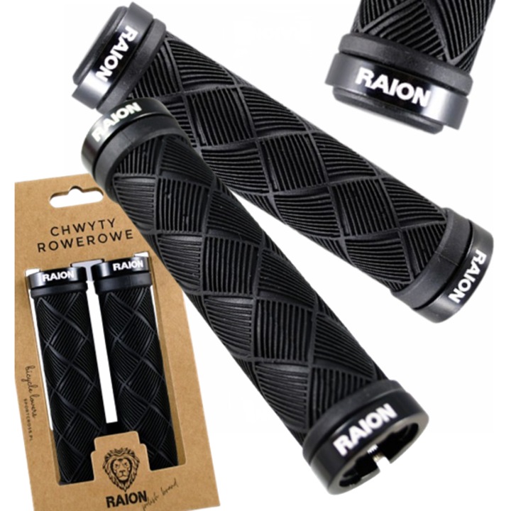 Mansoane bicicleta RAION, ergonomice, gel, 130mm, negru, set complet