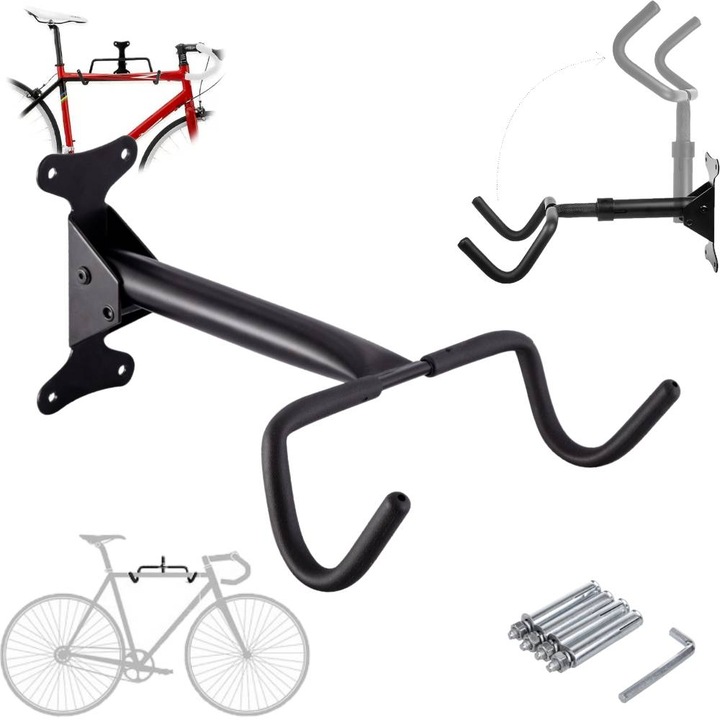 Стойка за съхранение на велосипед RAION, сгъваема, черна, 22x28см, капацитет 30кг