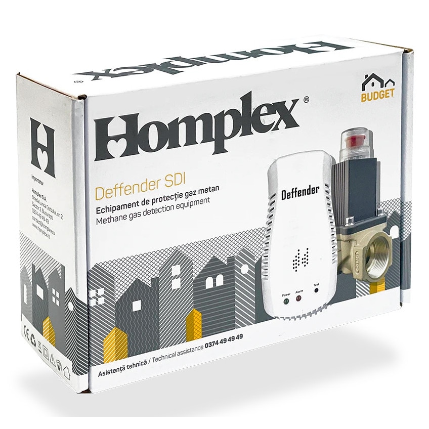 Detector de gaz Homplex Deffender SDI, cu electrovalva 3/4, gaz metan ...
