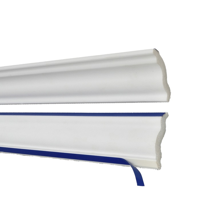 Baghetă decorativă autoadezivă, Decosa, alb, 150x4x4.5cm, set 20 buc