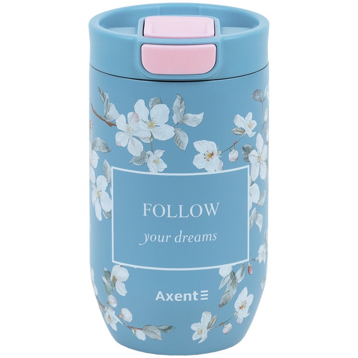 Cana termica 350 ml, otel inoxidabil, design floral, Gentle Blossom, Axent