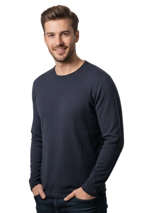 Férfi pulóver United Colors of Benetton, pamut/akril, tengerészkék, S INTL