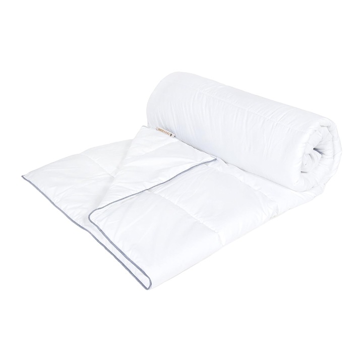 Pilota matlasata microfibra pentru vara, Deco King, Libra, hipoalergenica, alb, 200x220 cm