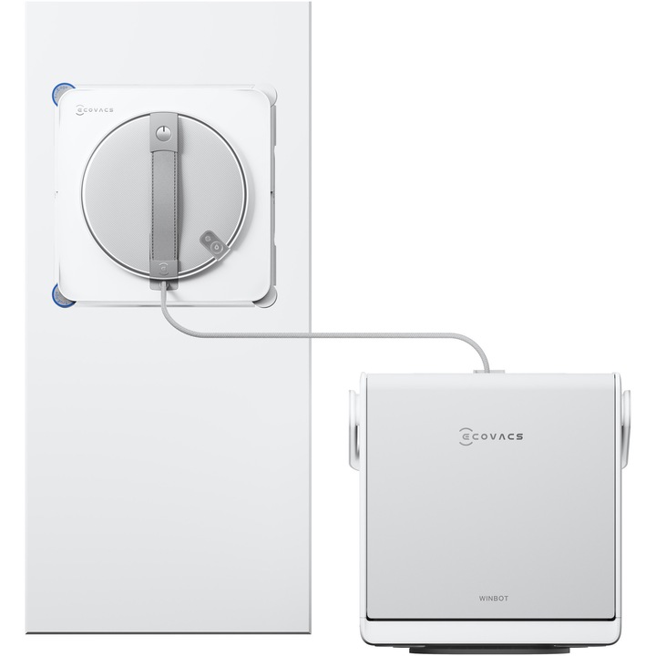 Aspirator robot pentru geamuri WINBOT W2S Omni Ecovacs, tehnologie WIN-SLAM 4.0, 8000Pa, TruEdge Scrubber, baterie 3000mAh, Alb