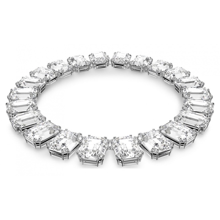 Colier ElectraStore, model Millenia, cristale supradimensionate, argintiu, 36x39cm