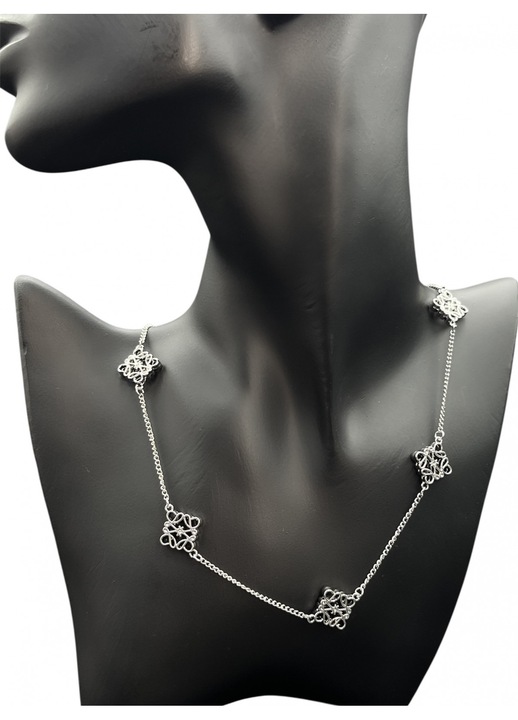 Colier Argintiu ElectraStore cu Pandantive LOWE, 50cm