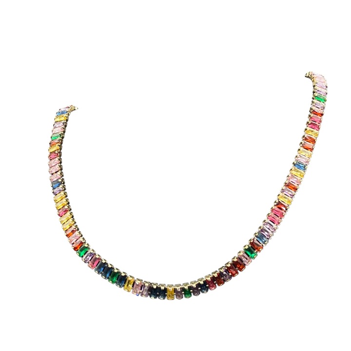 Colier femei ElectraStore, multicolor, 35x6cm, aliaj metalic placat cu aur 14K