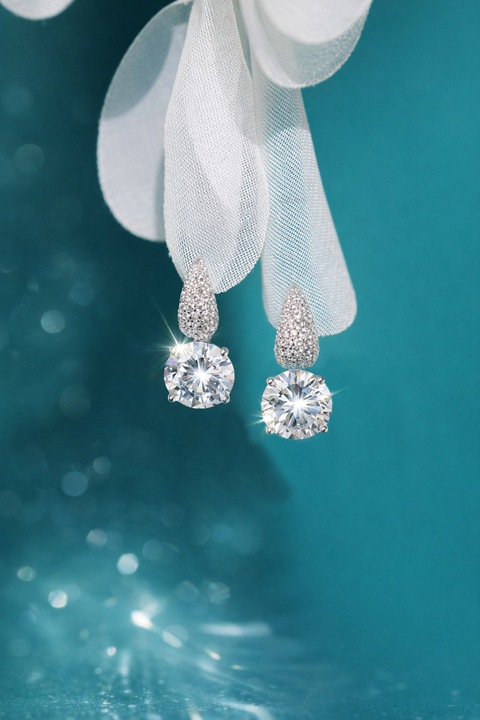 Cercei diamant laborator Celest Drop, argint 925 rodiat