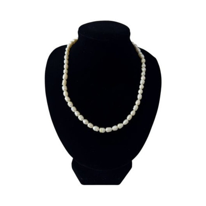 Colier Pearl Grace, din perle naturale de cultură, alb unt, inox, ambalat elegant