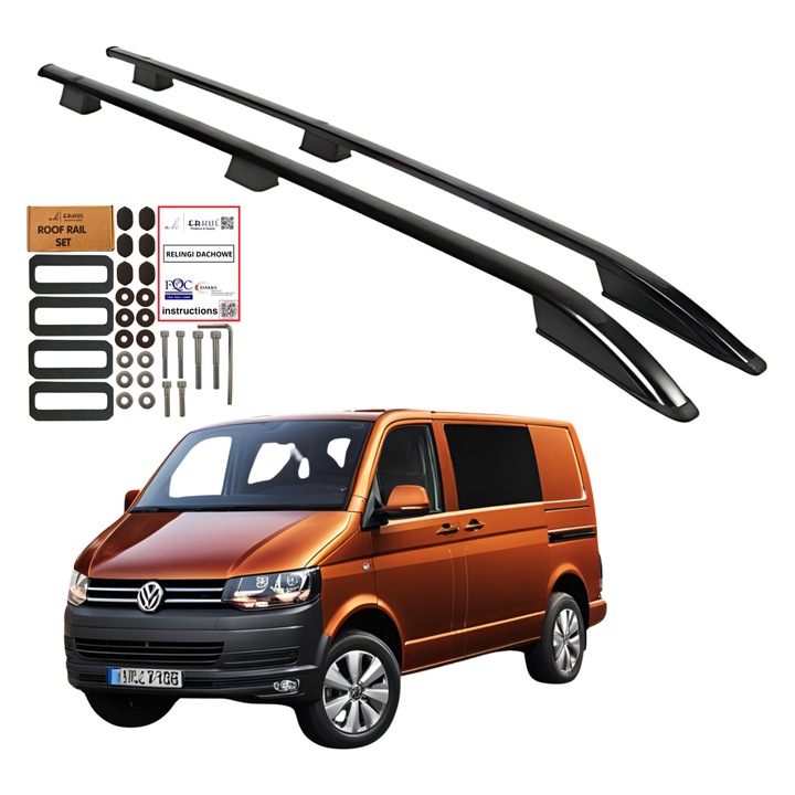 Напречни греди за таван, Erkul, за Volkswagen Transporter T5 T6 L1, алуминий, черни, 75кг